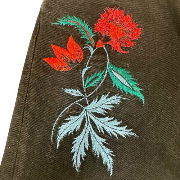 Sandro Embroidered Jeans Paris Vegas Rose Straight leg EU size 34 waist 24in EUC - Picture 6 of 13